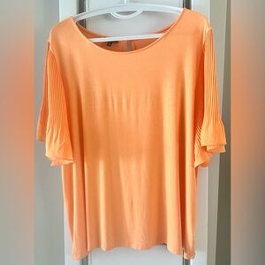 Talbots Vibrant Orange Blouse with Pleated Sleeves